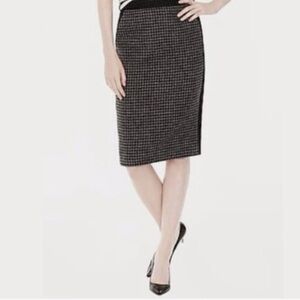 J. Crew Houndstooth 100% Wool‎ Grey & Black Color-Block Pencil Skirt Sz 2